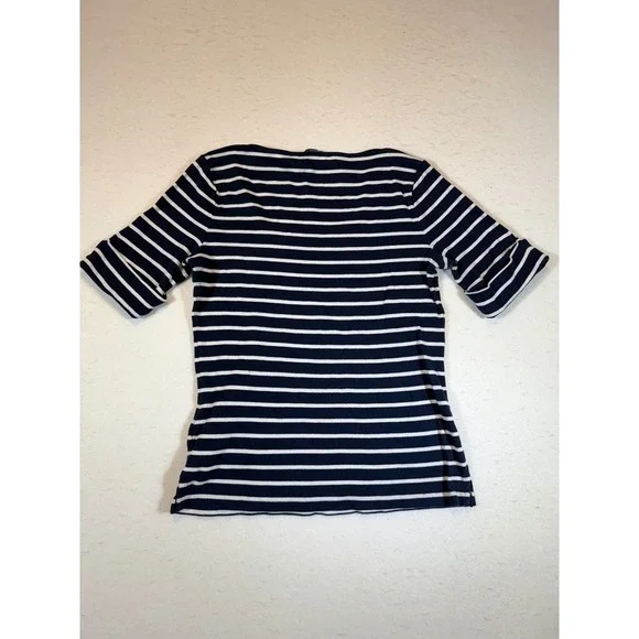 Lauren Ralph Lauren Striped Scoop Neck 3/4 Sleeve Top Women's Size Large - Picture 2 of 5